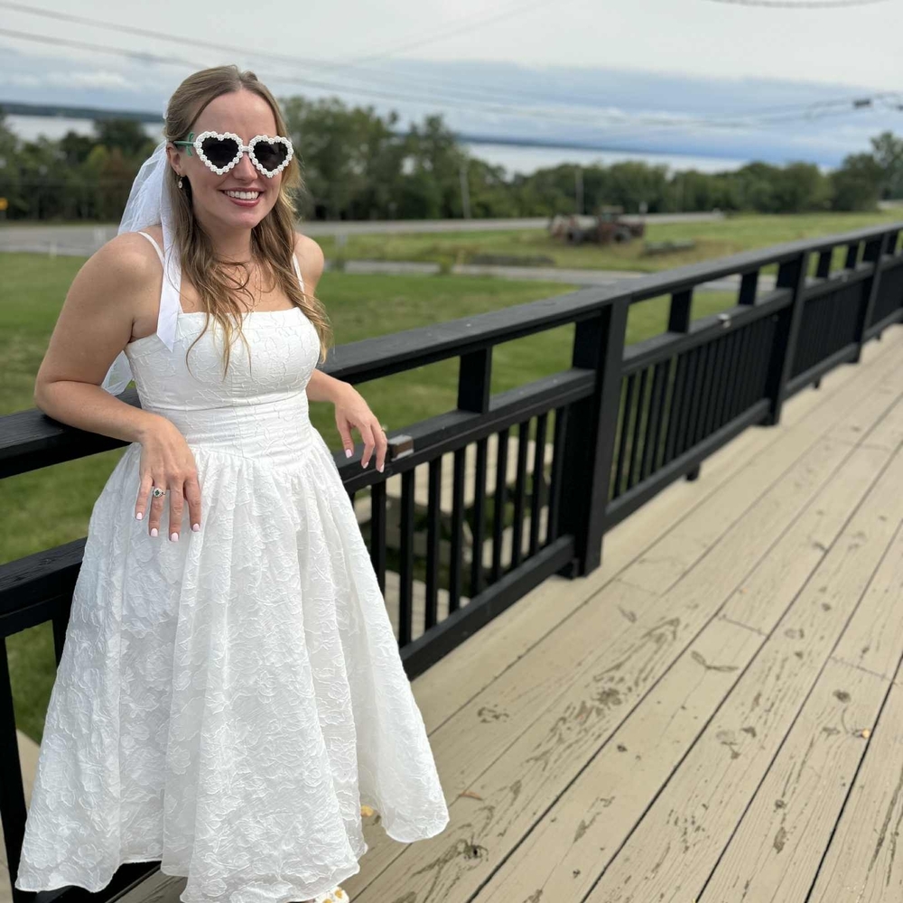 Nora White Lace Midi Dress Azazie